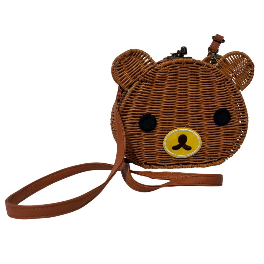 Pepaloves Wicker Basket Bear Crossbody Purse